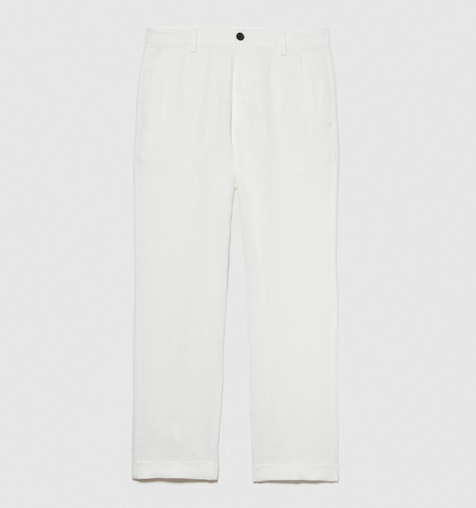 Regular fit trousers in 100% linen - men's regular fit trousers - White | Sisley image number 6